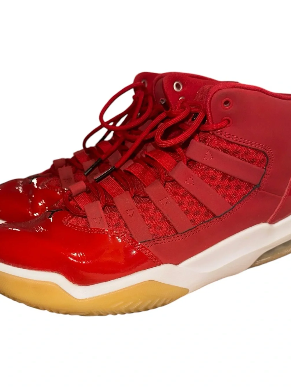 Jordan Men’s Red Patent Leather Basketball Sneakers